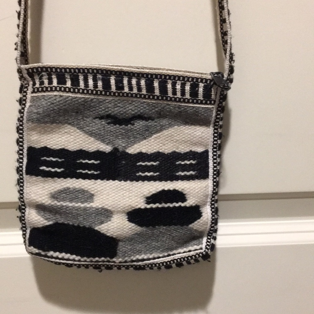 Unbranded TRIBAL AZTEC detailed woven wool blend zippered CROSSBODY bag lined
